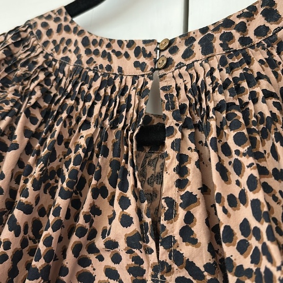 Ulla Johnson Lennie Pleated Cotton Poplin Top Cheetah Print Animal Print Size 2 - Picture 11 of 13